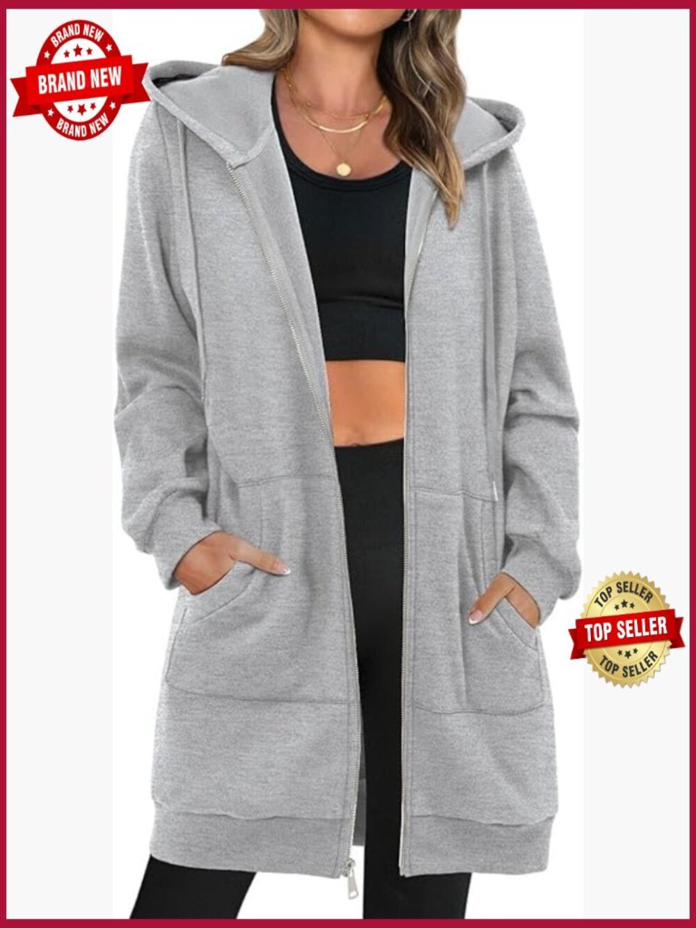 Oversized Zip Up Hoodie Fleece Long Sleeve Sweatshirt Casual Fall Jacket